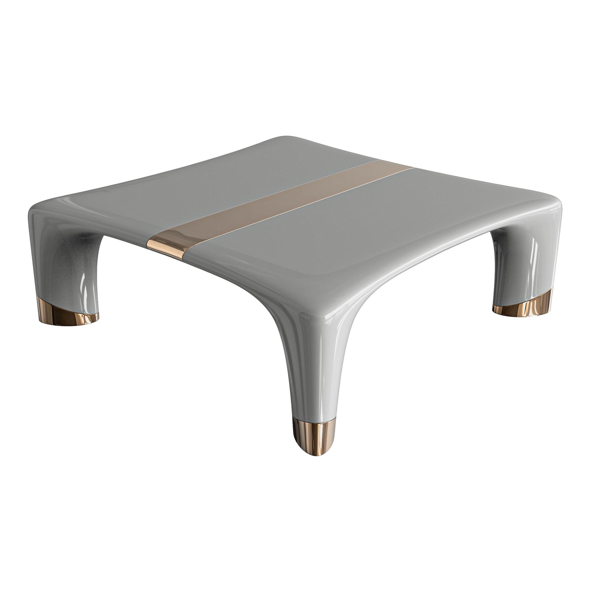 Table basse Perla avec détails en acier inoxydable et bronze, Istanbul en vente 3