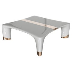 Couchtisch „Perla“ aus Edelstahl mit Edelstahl- und Bronzedetails, Istanbul