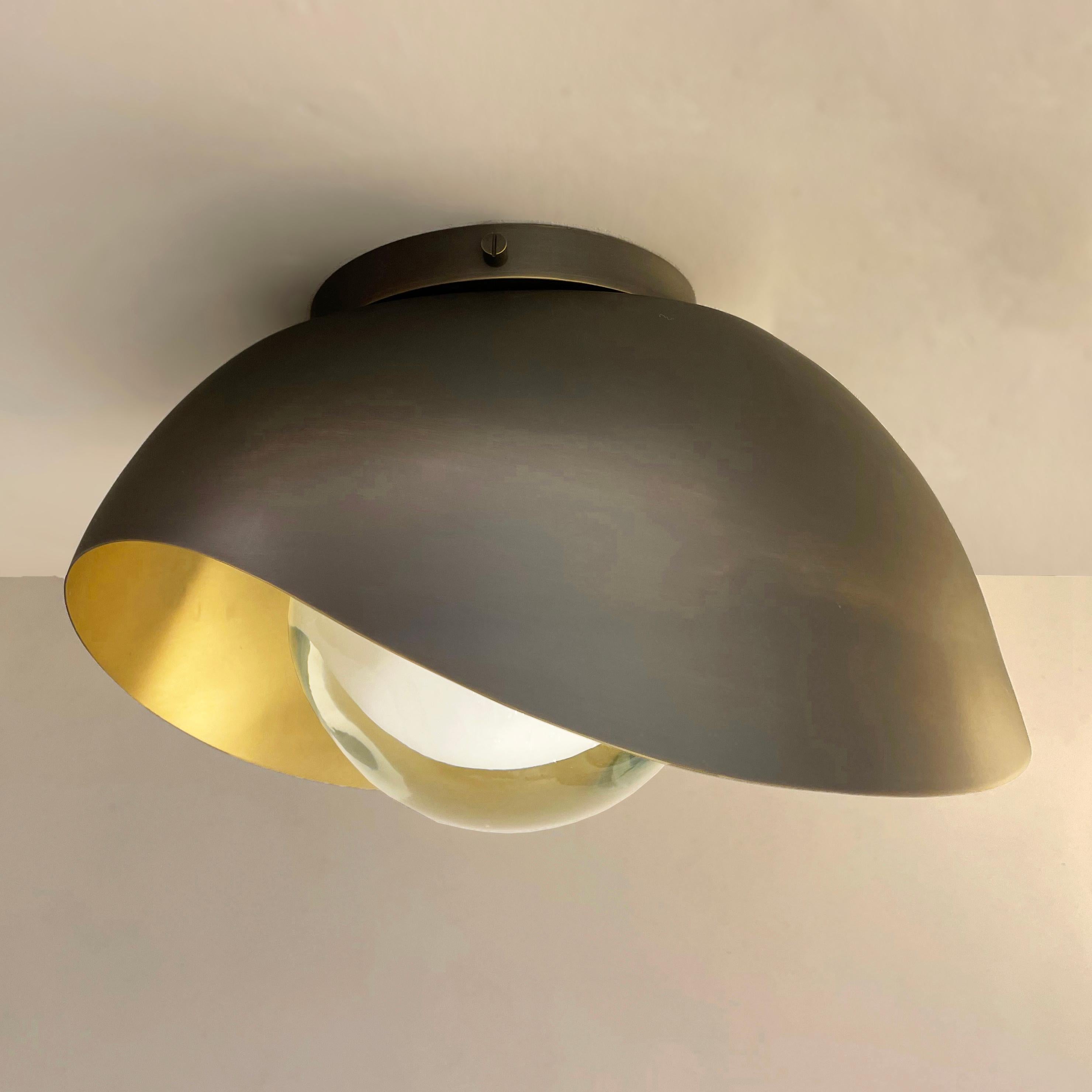 Perla Flushmount Ceiling Light by Gaspare Asaro-Satin Brass/Bronze Finish. In New Condition For Sale In New York, NY