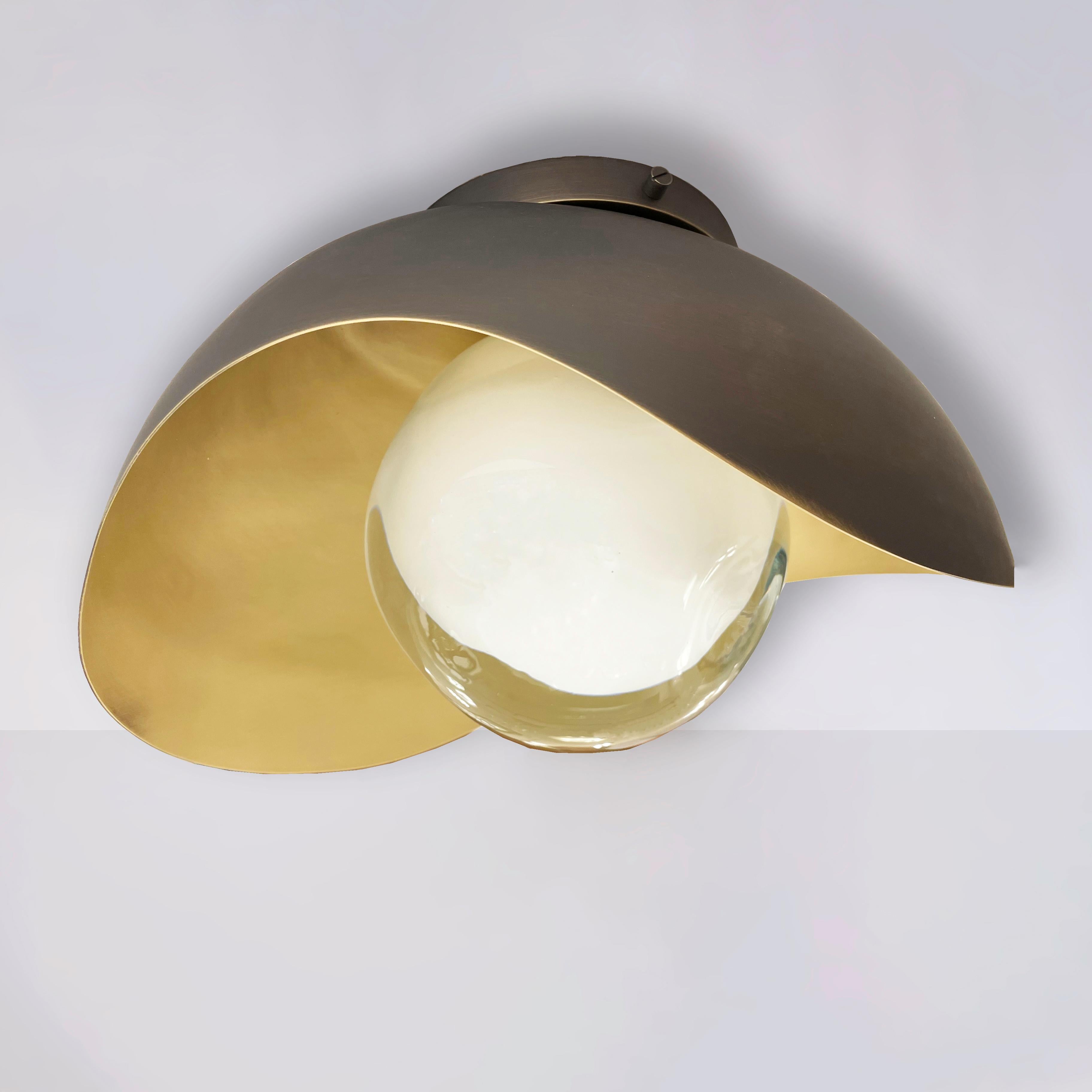 Perla Flushmount Ceiling Light by Gaspare Asaro-Satin Brass/Bronze Finish. In New Condition For Sale In New York, NY