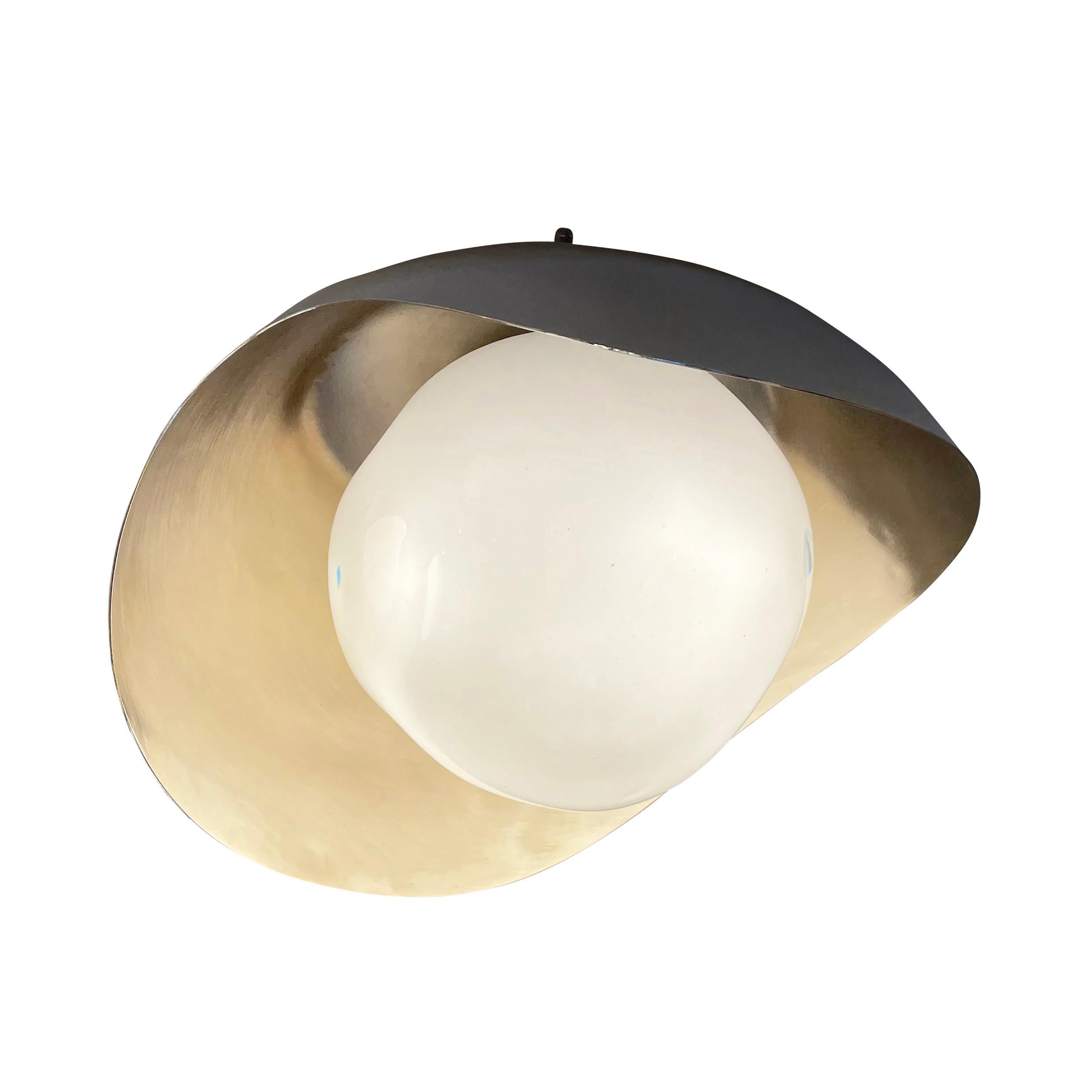 Perla Flushmount Ceiling Light by Gaspare Asaro-Nickel Version In New Condition For Sale In New York, NY