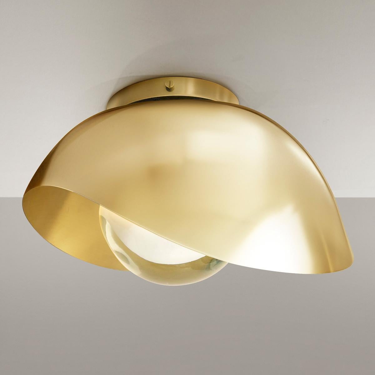 Organic Modern Perla Flushmount Ceiling Light by Gaspare Asaro-Brass Finish For Sale
