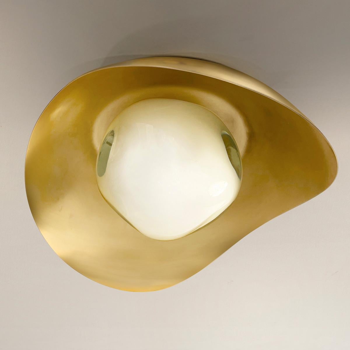 Italian Perla Flushmount Ceiling Light by Gaspare Asaro-Brass Finish For Sale