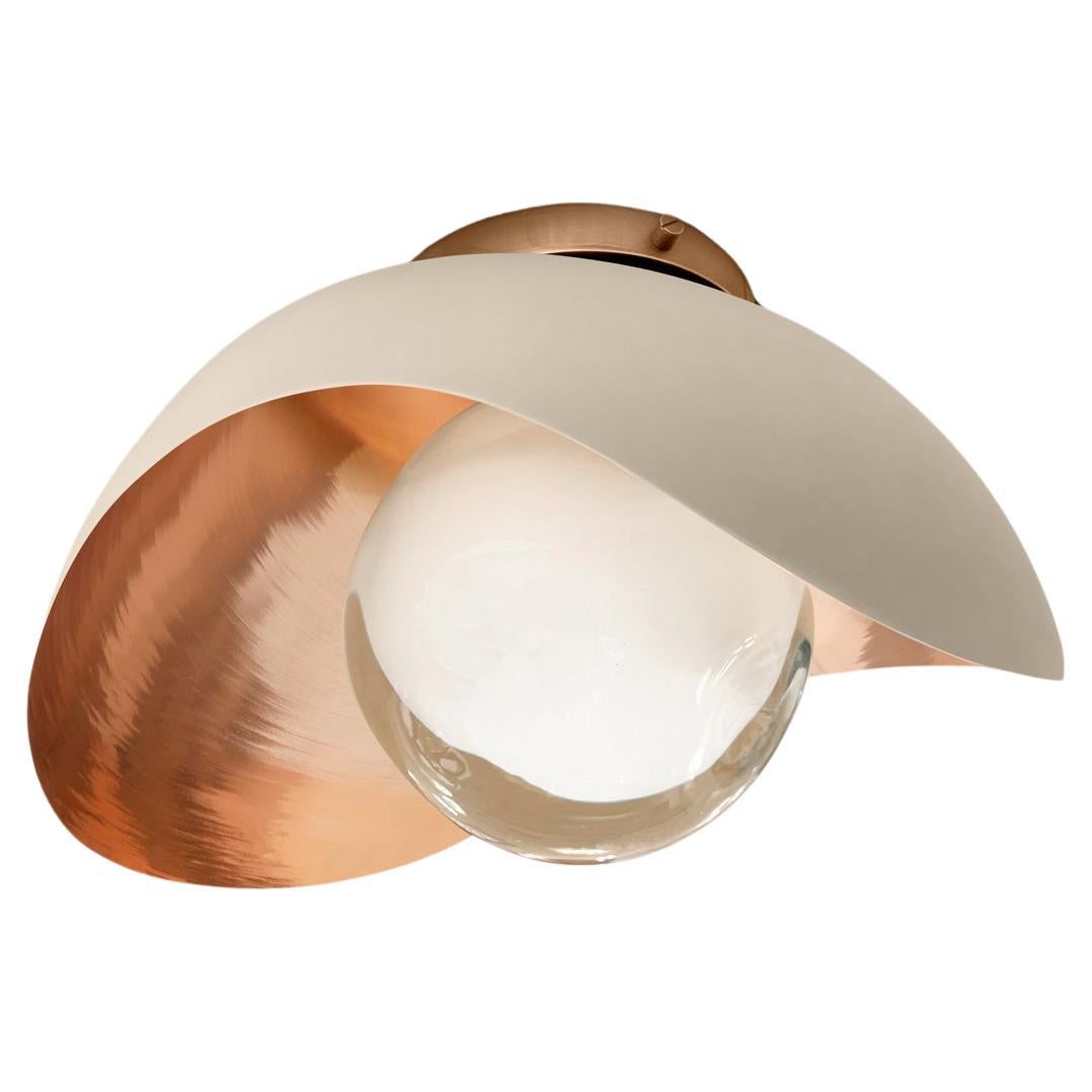 Perla Flushmount Ceiling Light by Gaspare Asaro-Polished Copper/Sand White For Sale