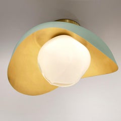 Perla Flushmount Ceiling Light by Gaspare Asaro-Satin Brass/Acqua Finish