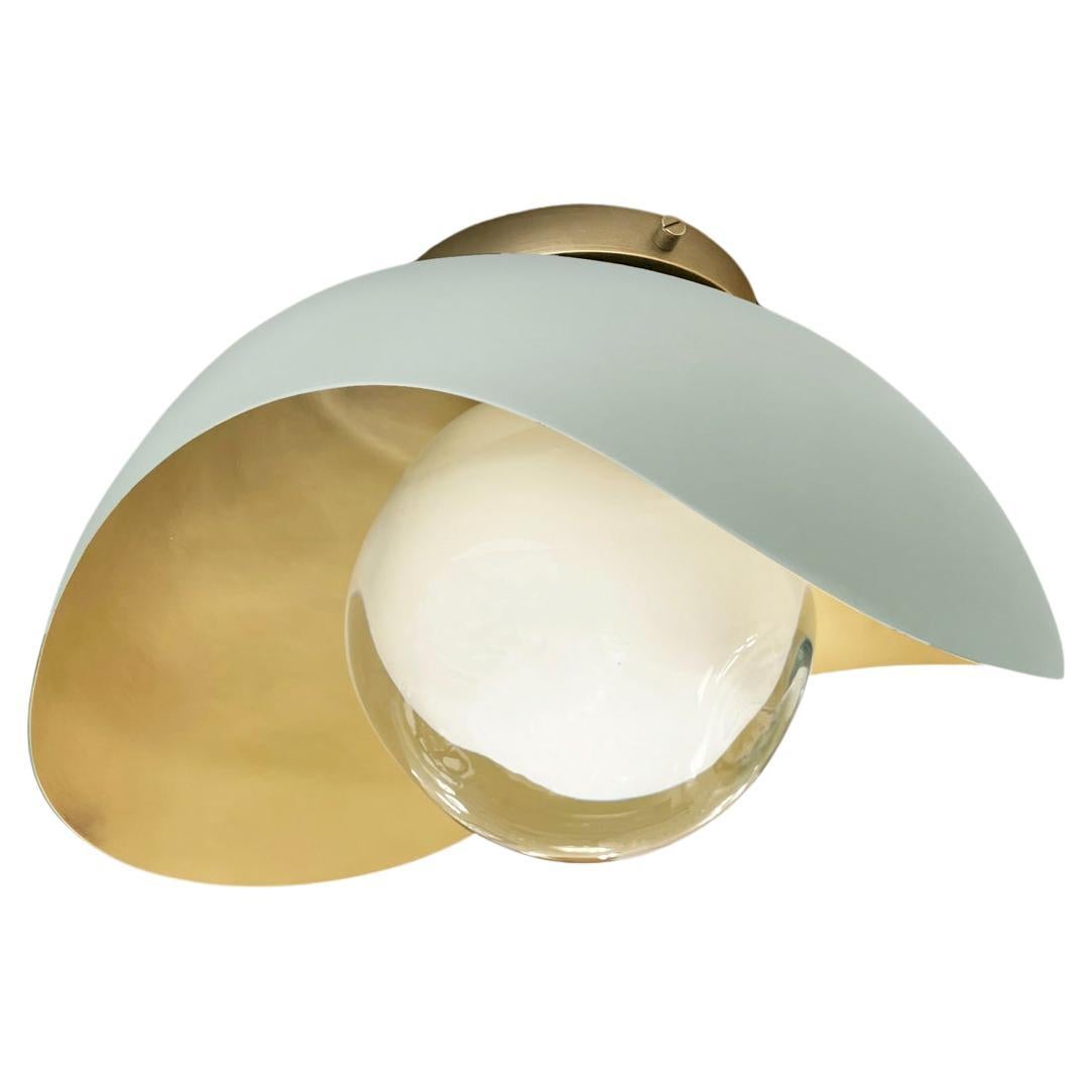 Perla Flushmount Ceiling Light by Gaspare Asaro-Satin Brass/Acqua Finish For Sale