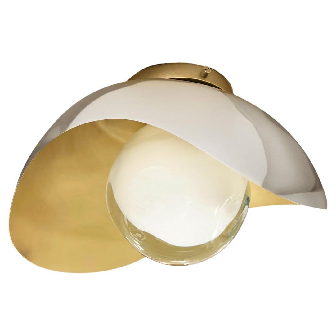 Perla Flushmount Ceiling Light by Gaspare Asaro-Satin Brass/Polished Nickel For Sale