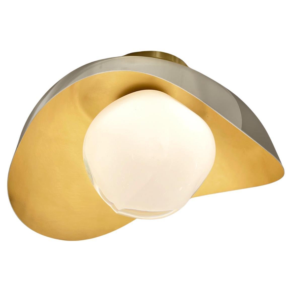 Perla Flushmount Ceiling Light by Gaspare Asaro-Satin Brass/Polished Nickel For Sale