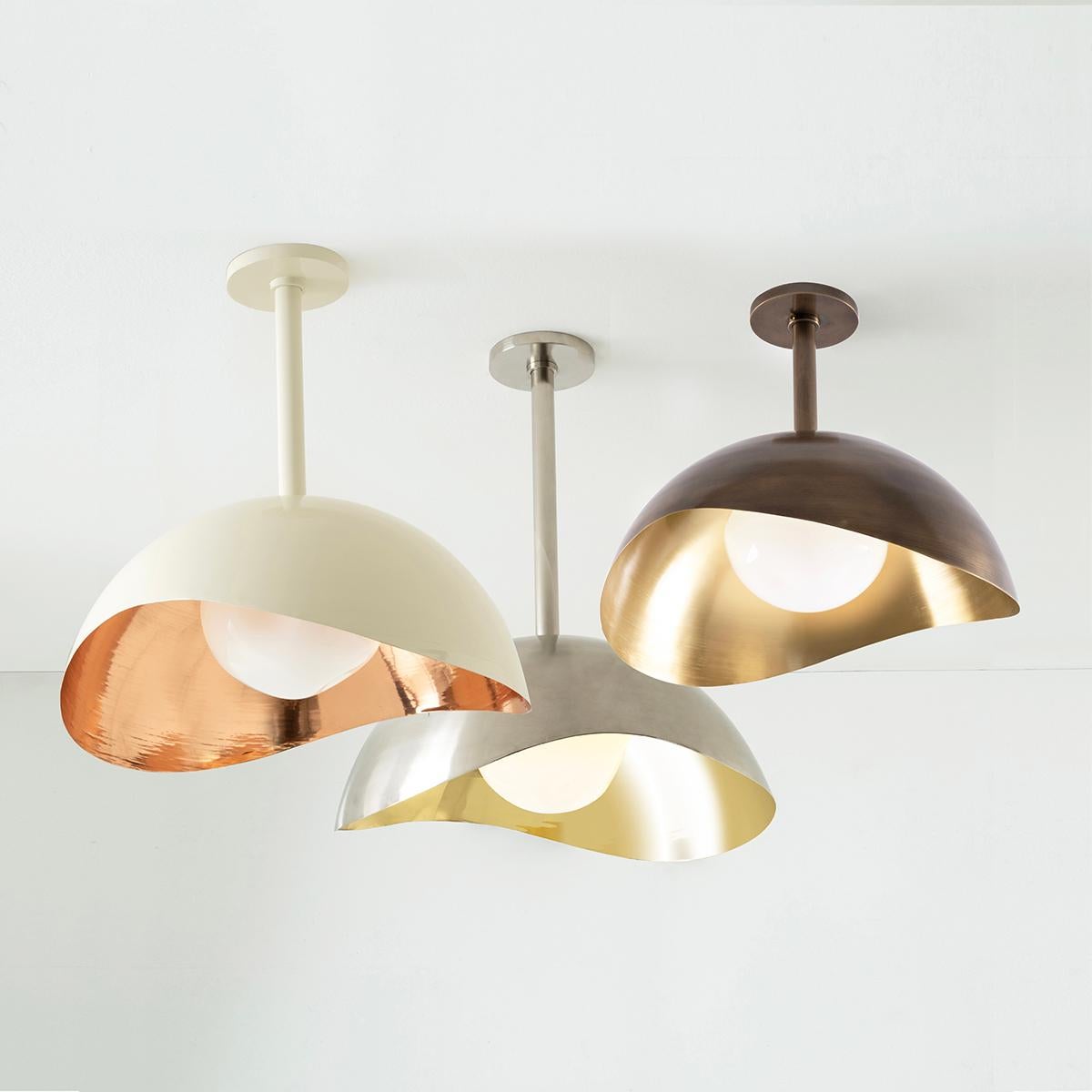 Modern Perla Grande Ceiling Light - Polished Brass Interior and Satin Nickel Exterior For Sale