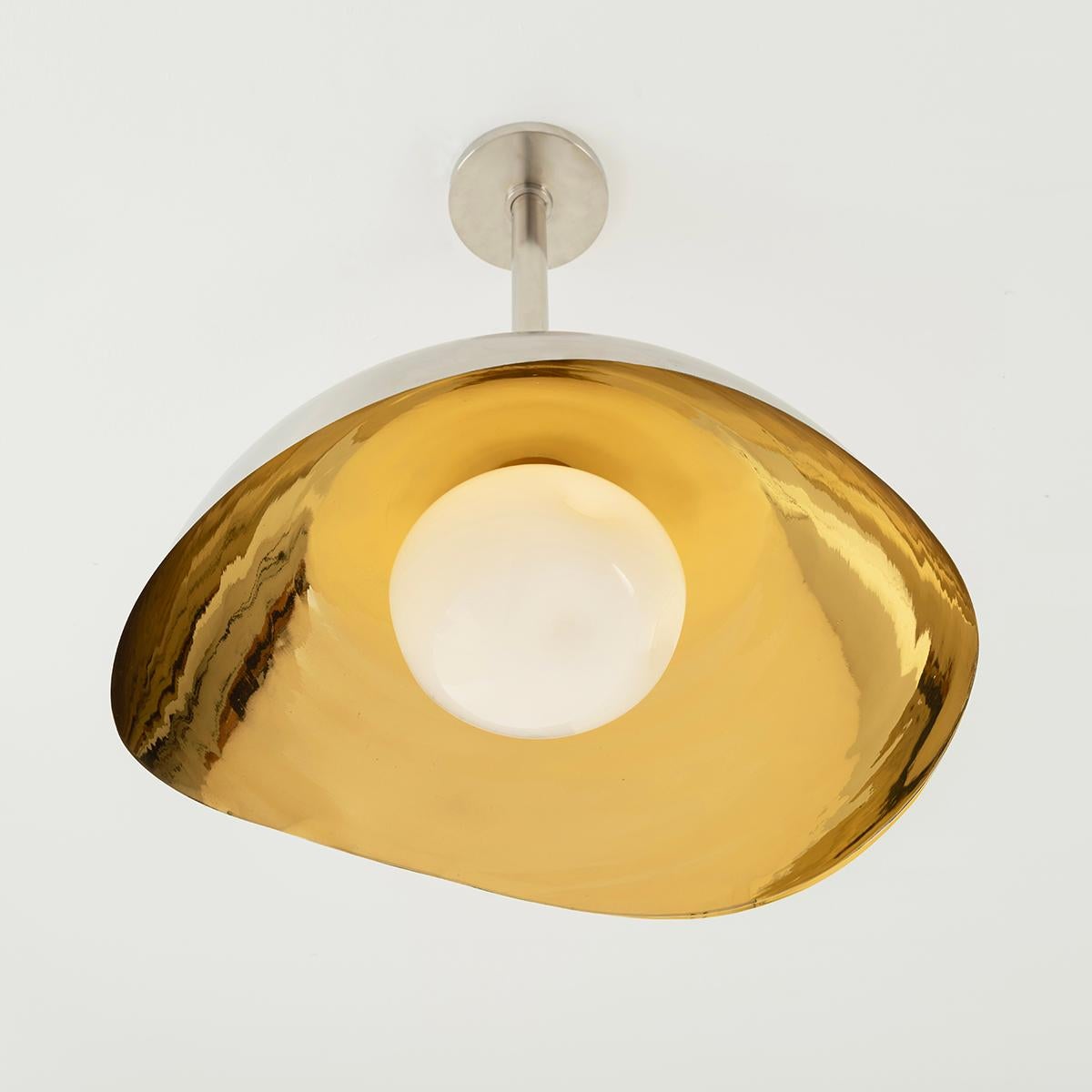 Perla Grande Ceiling Light - Polished Brass Interior and Satin Nickel Exterior In New Condition For Sale In New York, NY