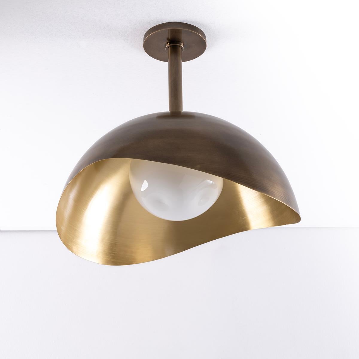 Perla Grande Ceiling Light  - Satin Brass Interior and Bronze Exterior In New Condition For Sale In New York, NY
