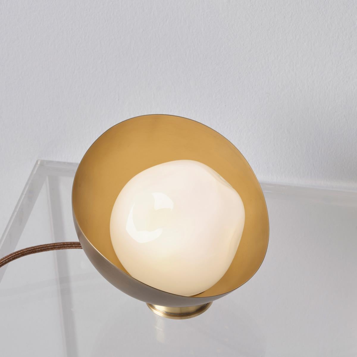Perla Mini Table Lamp by Gaspare Asaro. Bronze and Satin Brass Finish In New Condition For Sale In New York, NY