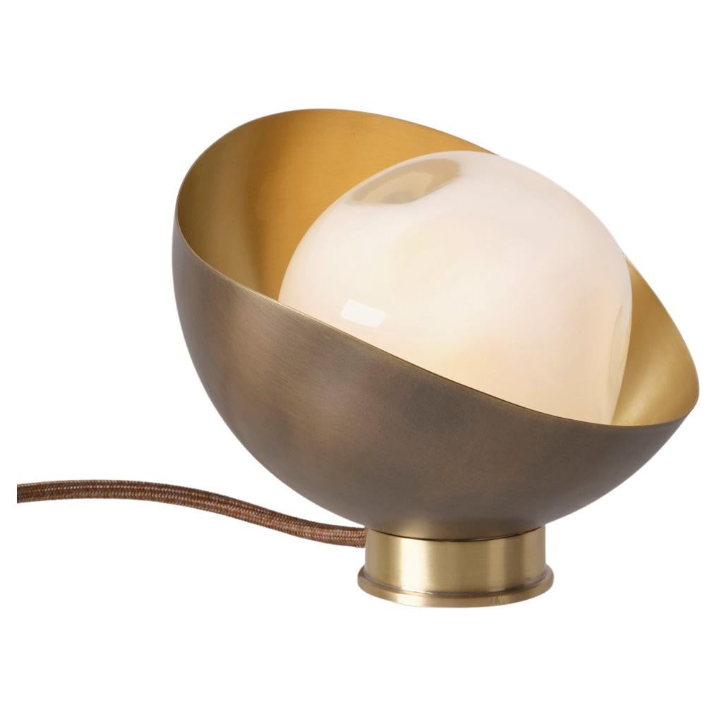 Perla Mini Table Lamp by Gaspare Asaro. Bronze and Satin Brass Finish For Sale