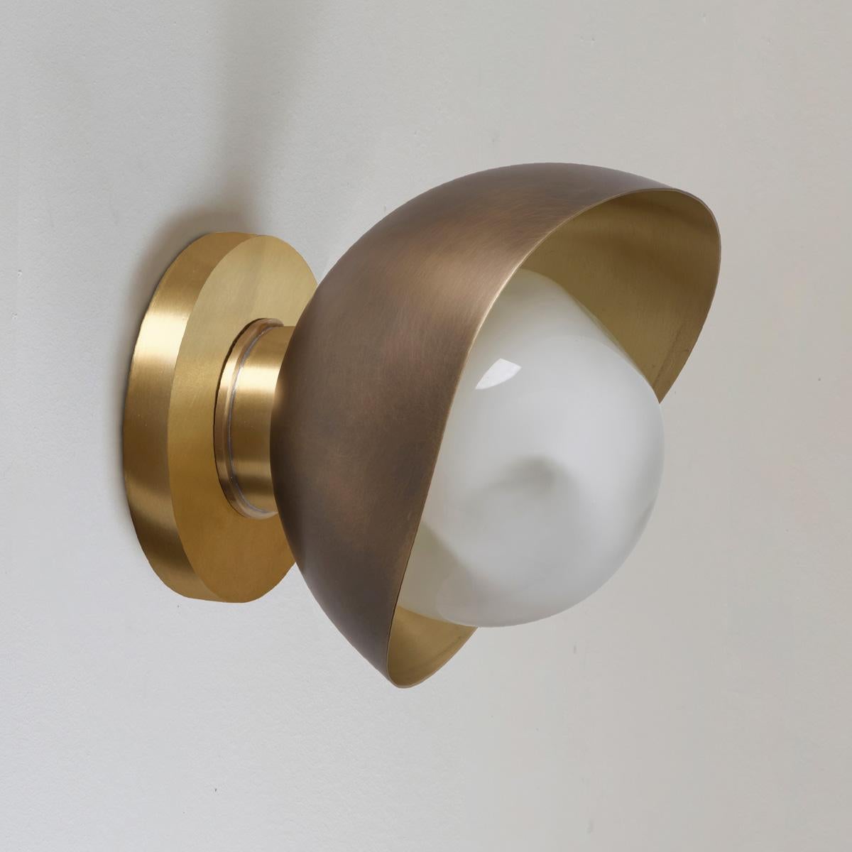 Italian Perla Mini Wall Light by Gaspare Asaro. Black and Polished Brass Finish For Sale