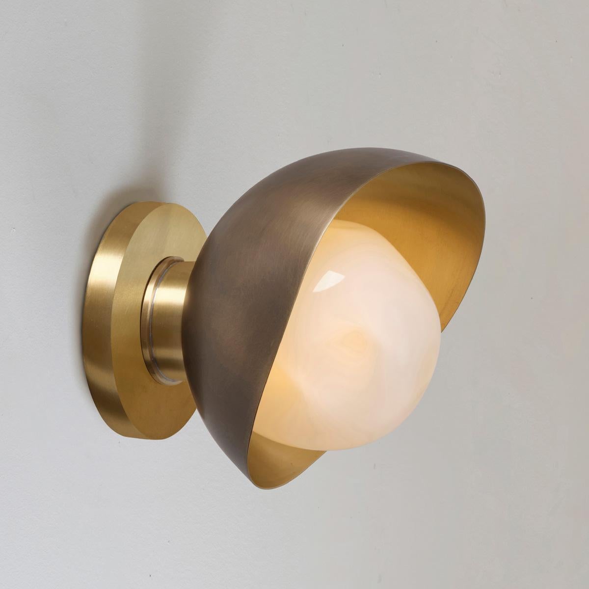 Perla Mini Wall Light by Gaspare Asaro. Black and Polished Brass Finish For Sale 1