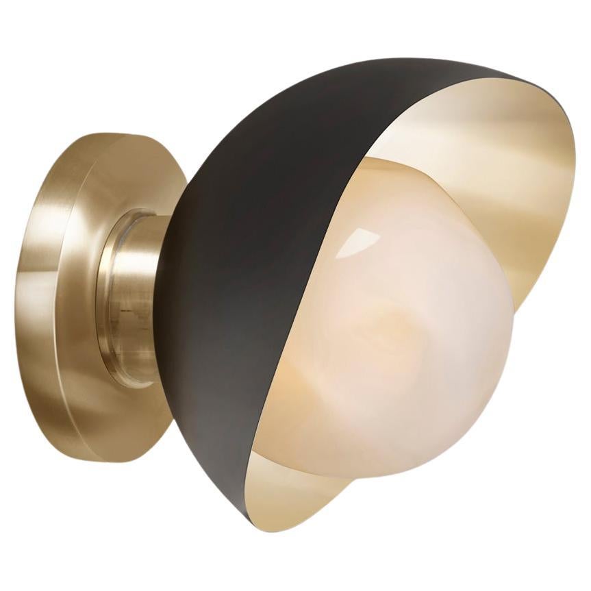 Perla Mini Wall Light by Gaspare Asaro. Black and Polished Brass Finish