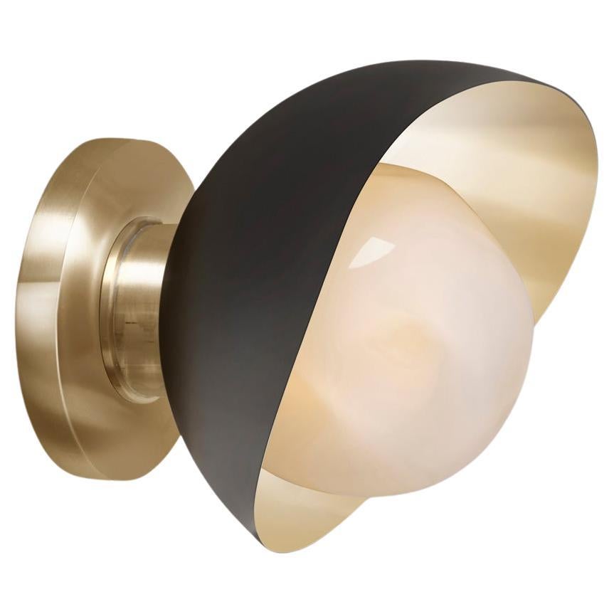Perla Mini Wall Light by Gaspare Asaro. Black and Polished Brass Finish For Sale