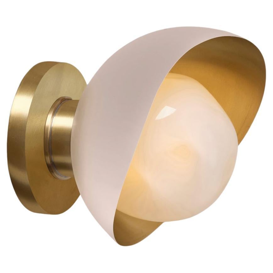 Perla Mini Wall Light by Gaspare Asaro. Powder Pink and Satin Brass Finish For Sale