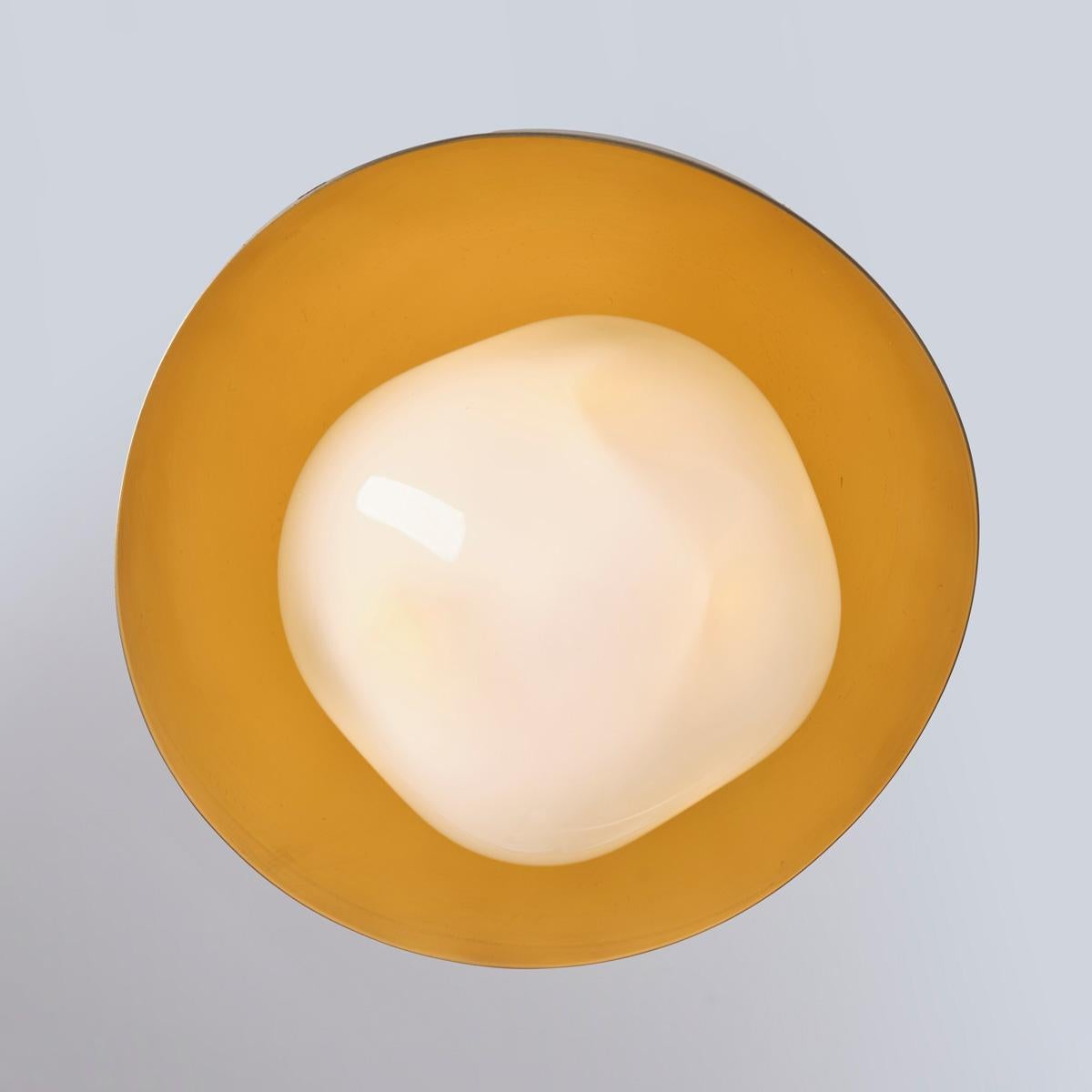 Perla Mini Wall Light by Gaspare Asaro. Sand White and Satin Brass Finish In New Condition For Sale In New York, NY