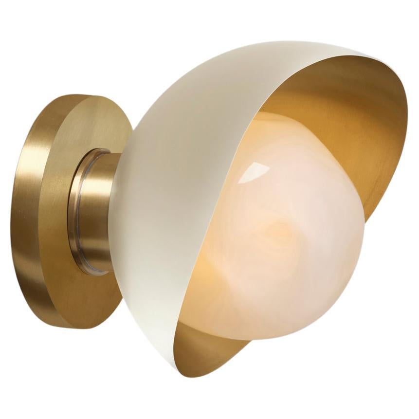 Perla Mini Wall Light by Gaspare Asaro. Sand White and Satin Brass Finish For Sale