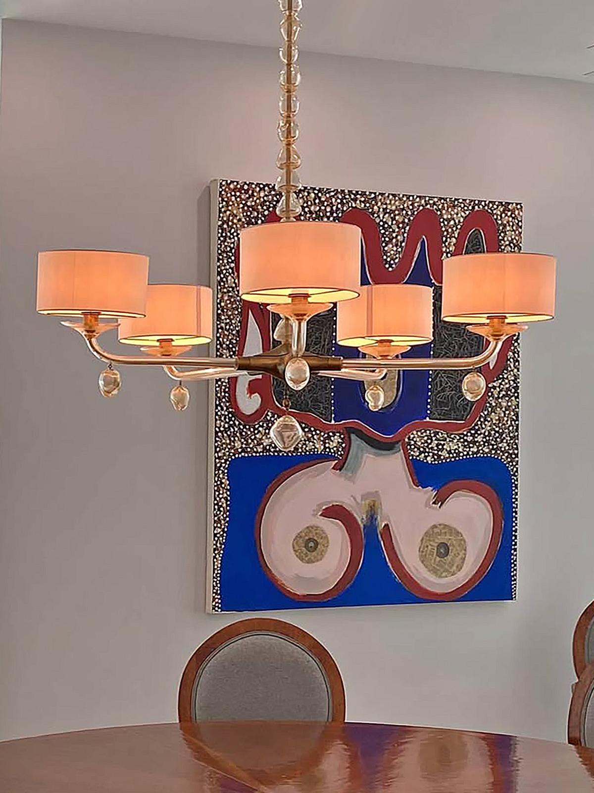  Perla Murano Glas Pagani Collection Kronleuchter, Baker Möbel, Gold infundiert

Zum Verkauf angeboten wird ein spektakulärer Perla Murano-Glas-Kronleuchter aus der Baker Furniture Pagani Collection'S.  Pagani entwarf diesen Kronleuchter als Teil