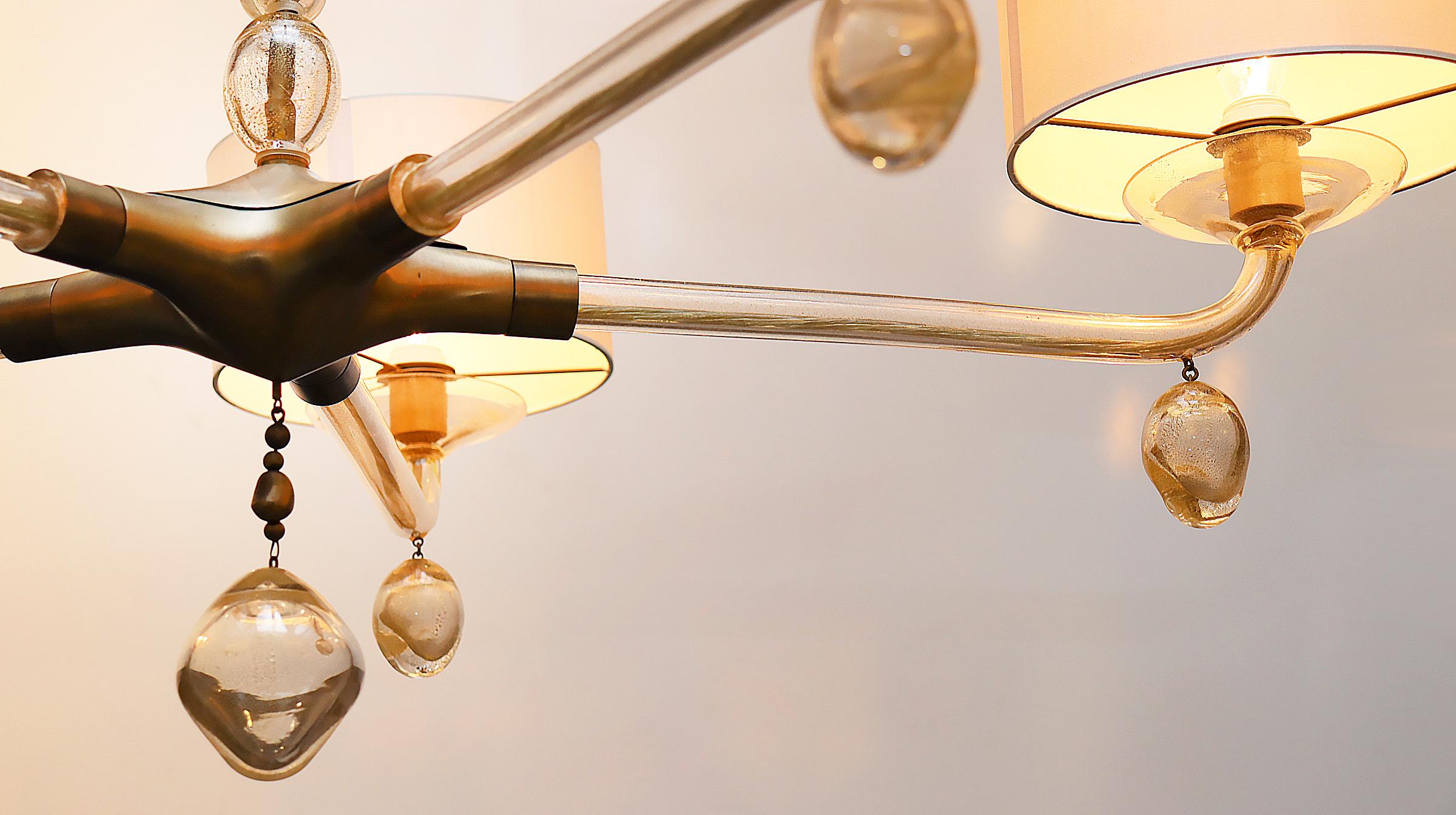 Perla Murano Glas Pagani Collection Kronleuchter, Baker Möbel, Gold infundiert im Angebot 2