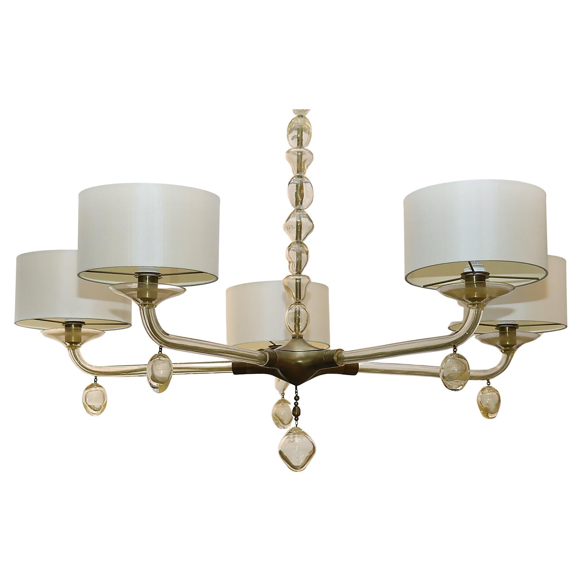 Perla Murano Glass Pagani Collection Chandelier, Baker Furniture, Gold Infused