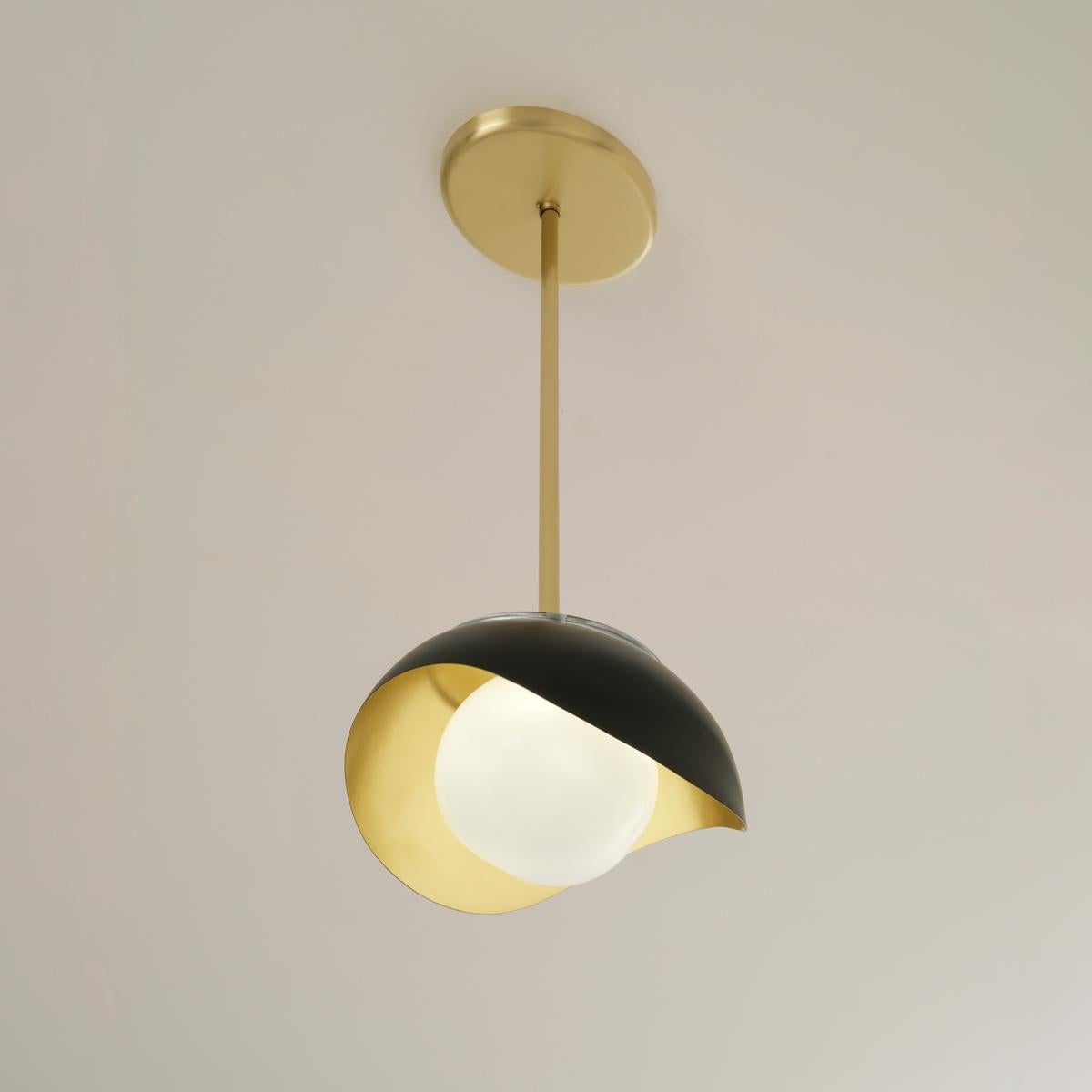 Modern Perla Pendant by Gaspare Asaro-Black and Satin Brass For Sale