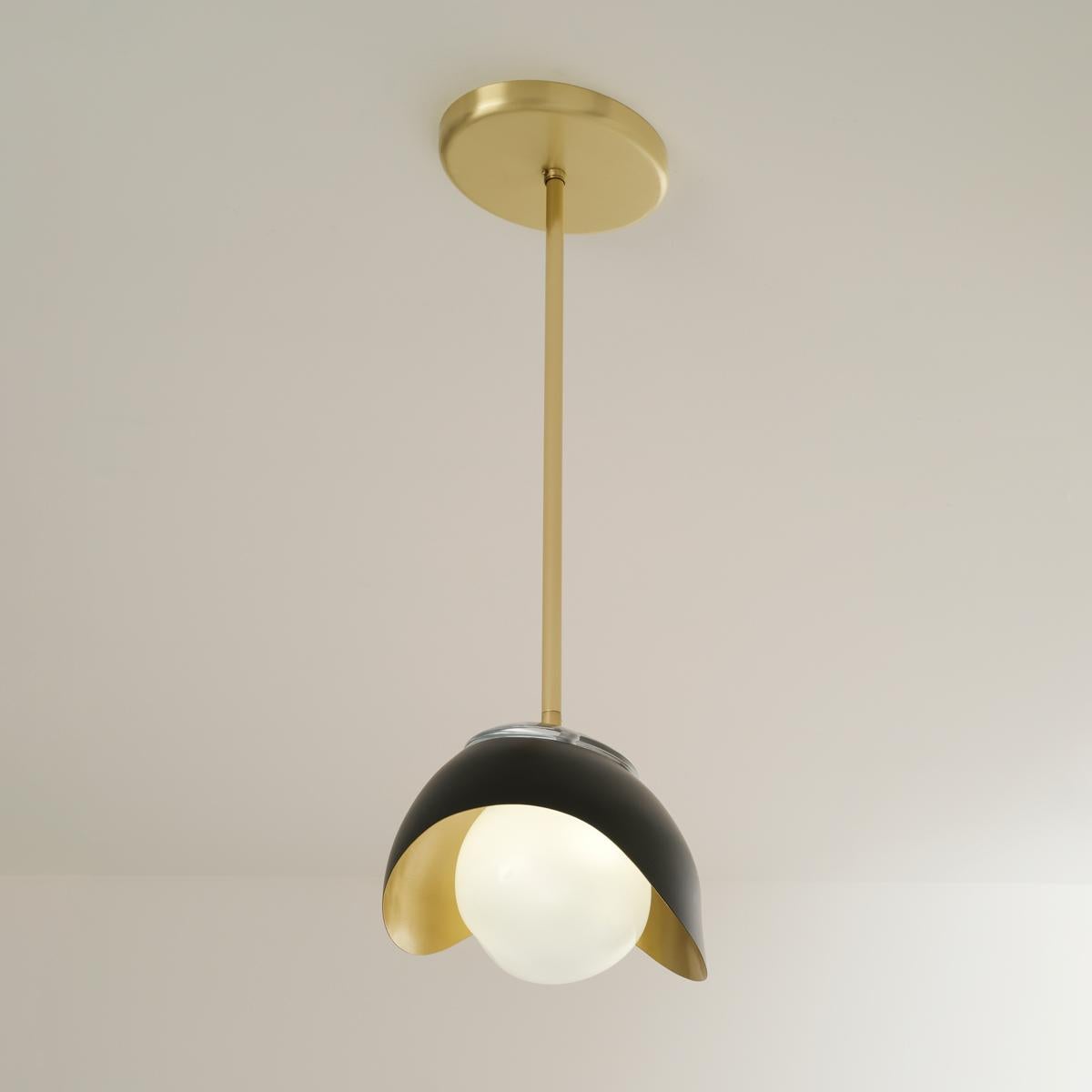 Italian Perla Pendant by Gaspare Asaro-Black and Satin Brass  For Sale