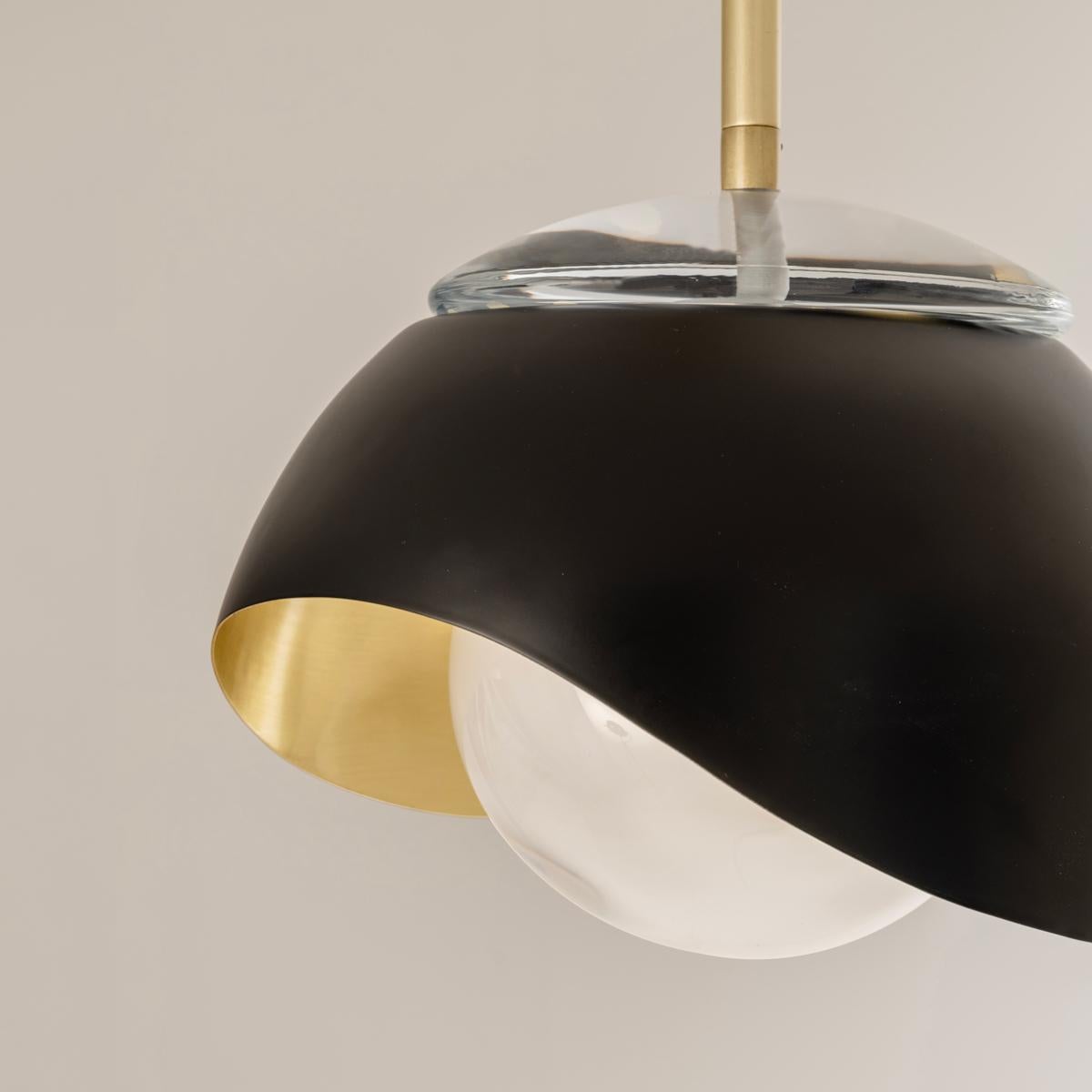 Contemporary Perla Pendant by Gaspare Asaro-Black and Satin Brass For Sale
