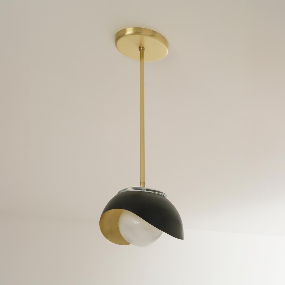 Perla Pendant by Gaspare Asaro-Black and Satin Brass For Sale 1