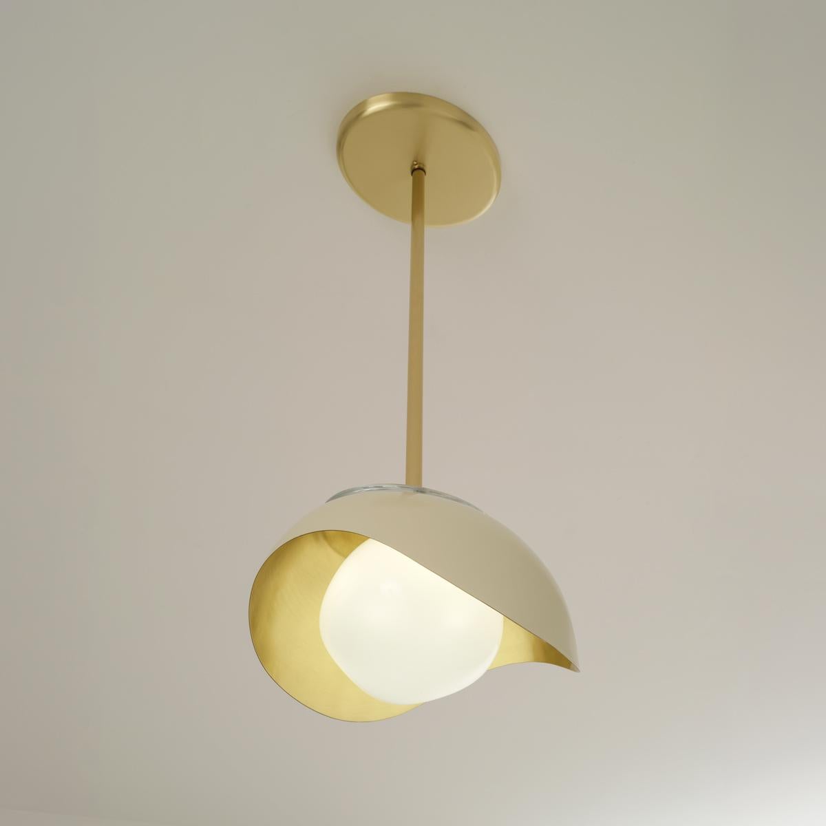 Modern Perla Pendant by Gaspare Asaro-White and Satin Brass  For Sale