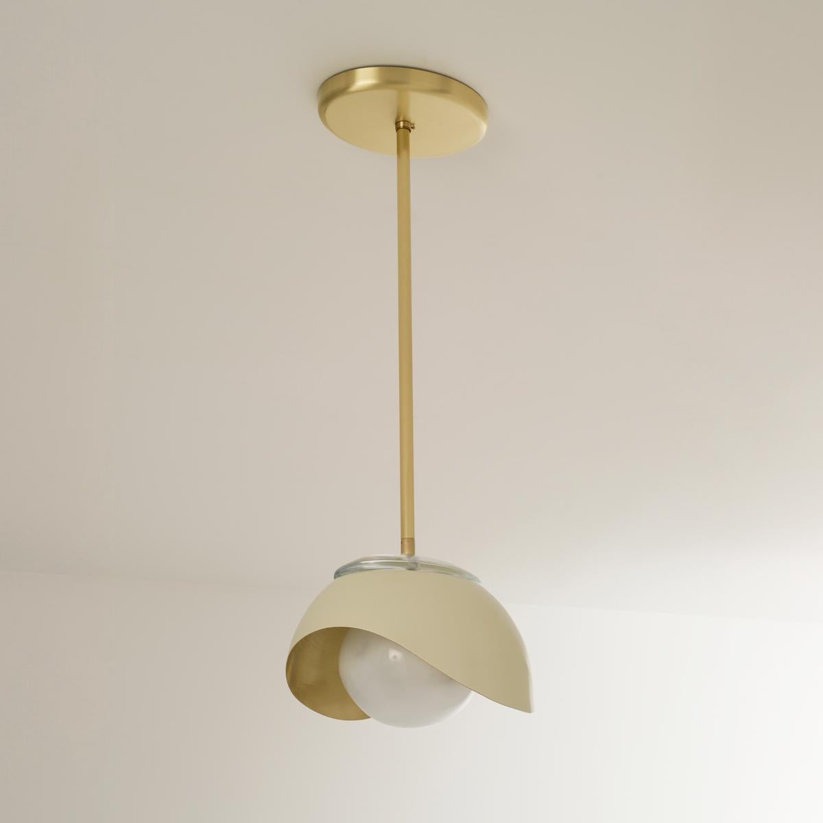 Italian Perla Pendant by Gaspare Asaro-White and Satin Brass  For Sale