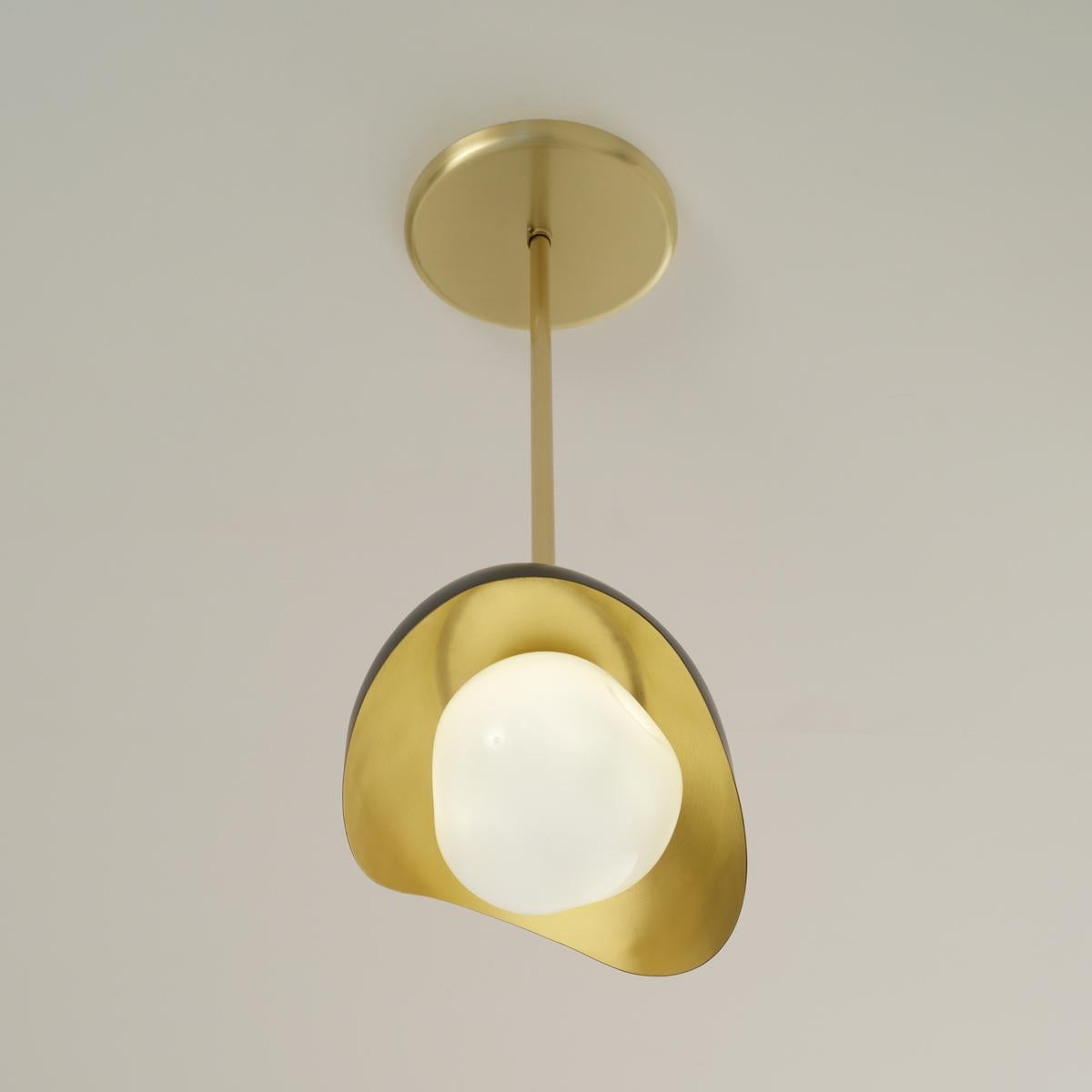 Contemporary Perla Pendant by Gaspare Asaro-White and Satin Brass For Sale