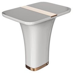 Table d'appoint Perla en acier inoxydable et détails en bronze, faite à la main, Istanbul