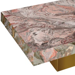 Coffee Table with decorated Top and Gold Leaf Base Handmade in Italy by Cupioli