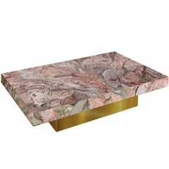 Mesa de centro con tapa decorada y base de pan de oro hecha a mano en Italia por Cupioli