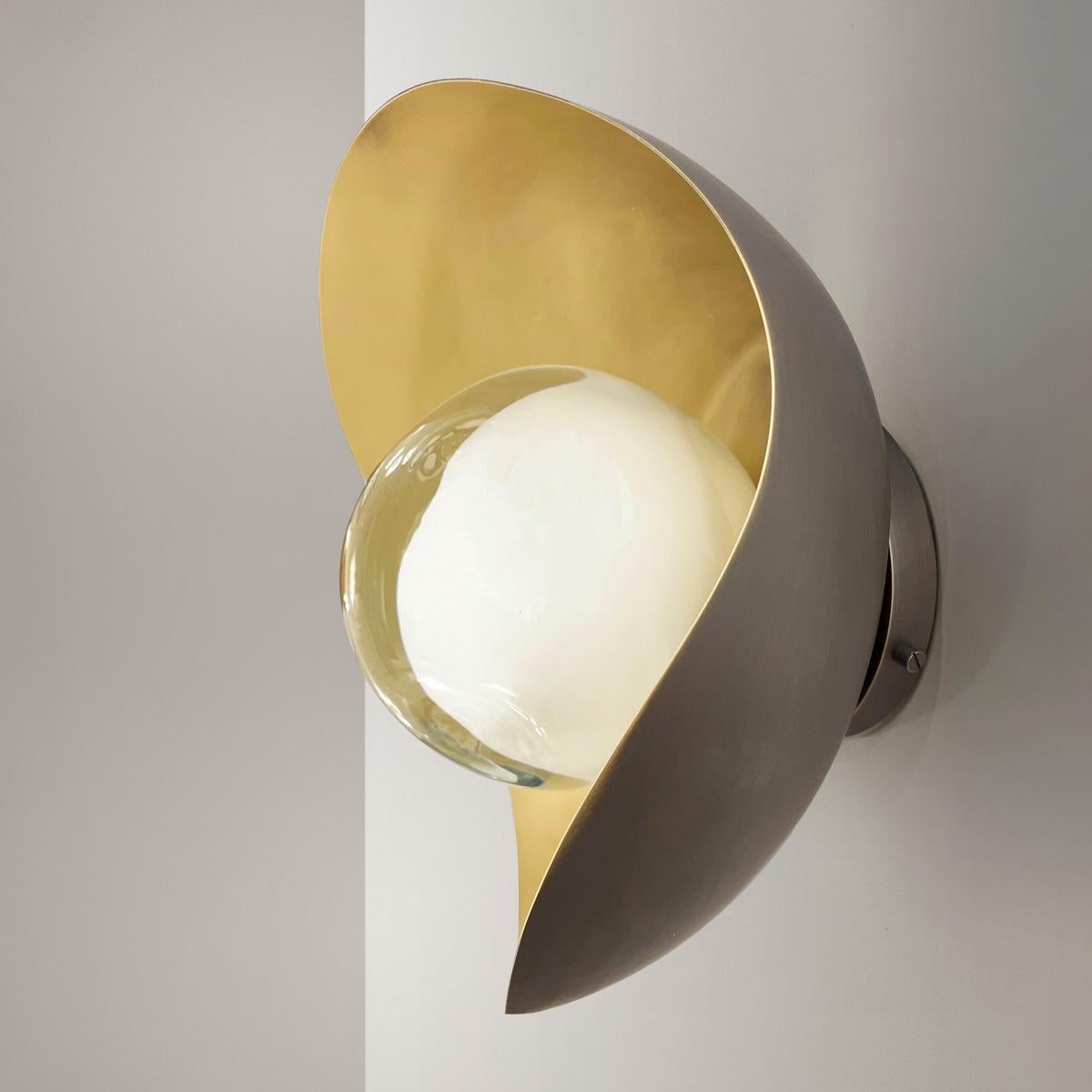Brass Perla Wall Light by Gaspare Asaro-Polished Copper and Sand White Finish For Sale