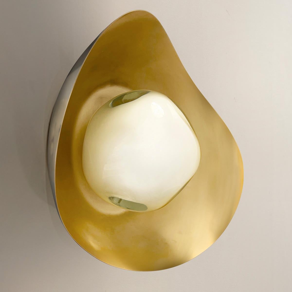 Organic Modern Perla Wall Light by Gaspare Asaro-Satin Brass/Polished Nickel Finish For Sale