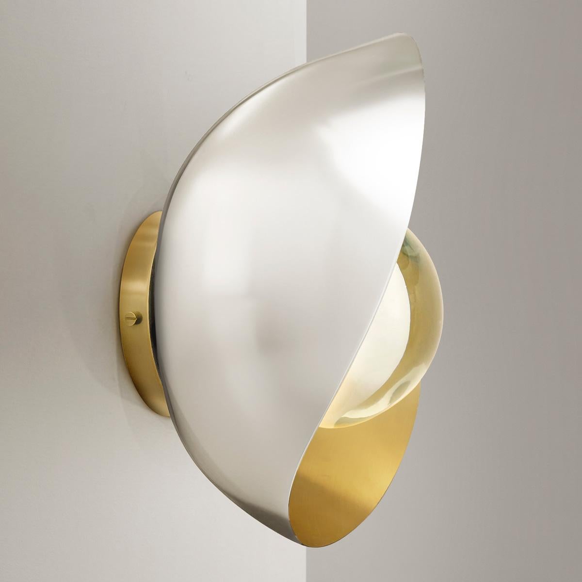 Italian Perla Wall Light by Gaspare Asaro-Satin Brass/Polished Nickel Finish For Sale