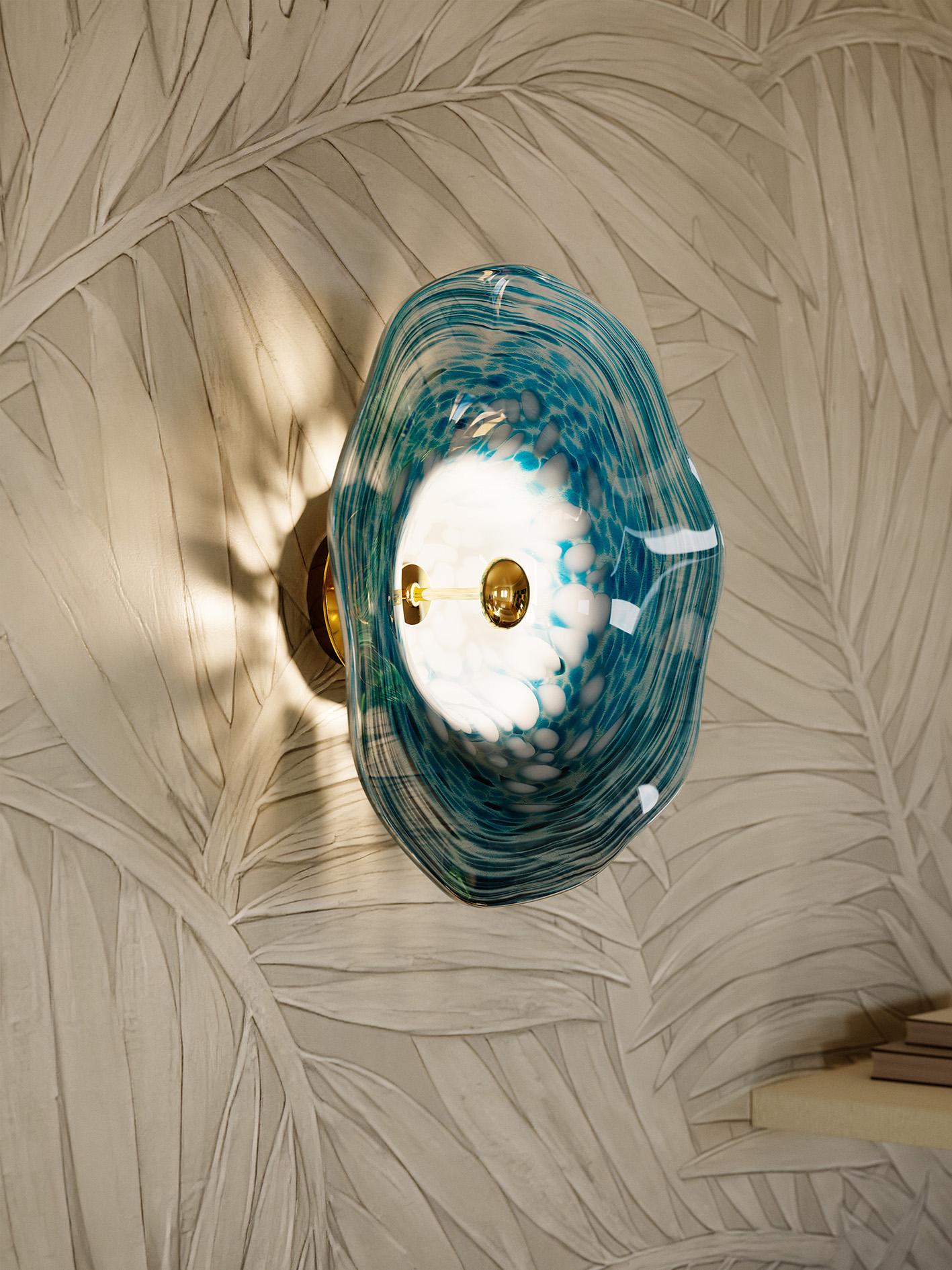 Hand-Crafted Perla Wall Sconce - Ocean For Sale