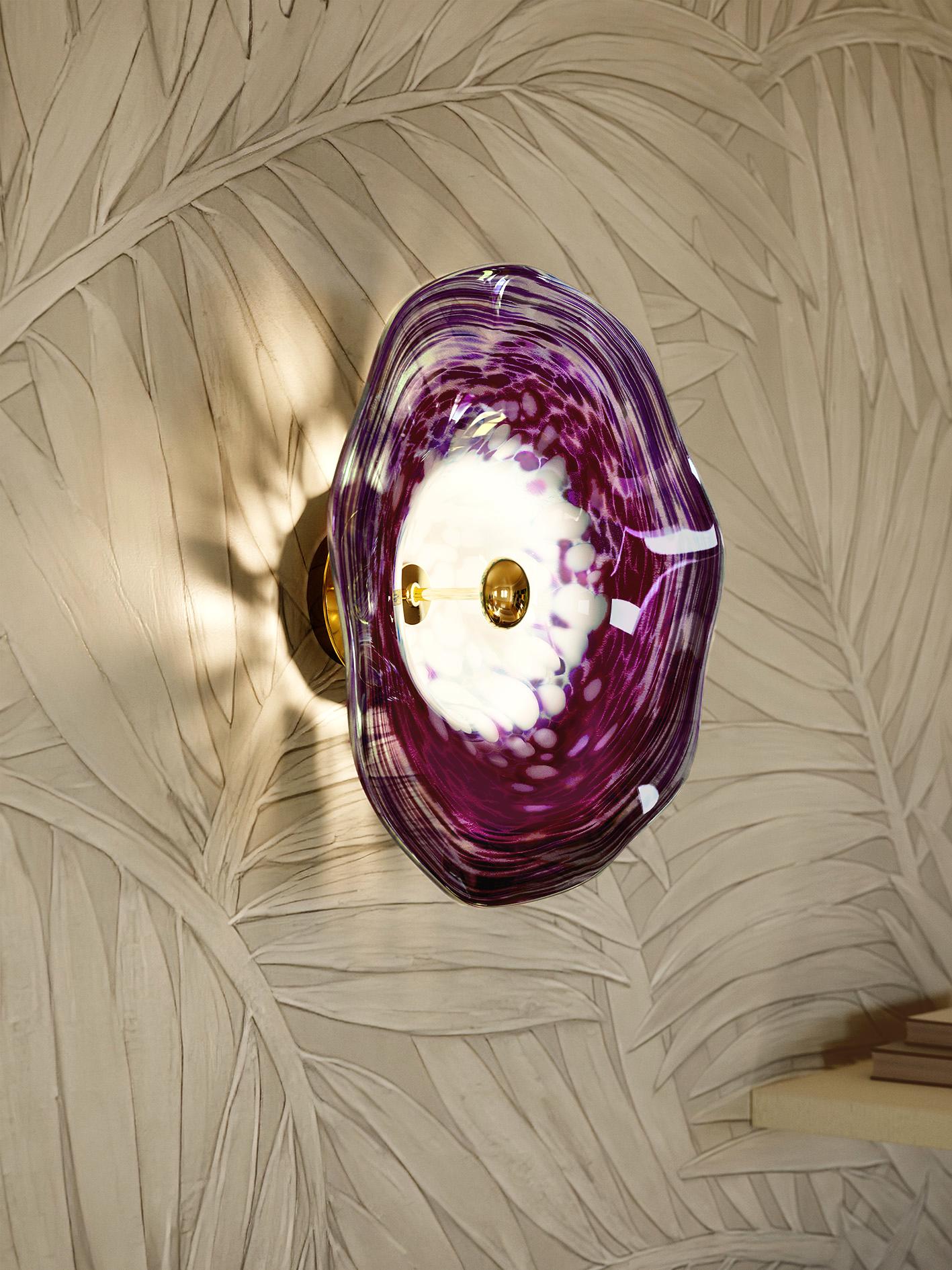 Hand-Crafted Perla Wall Sconce - Violet For Sale