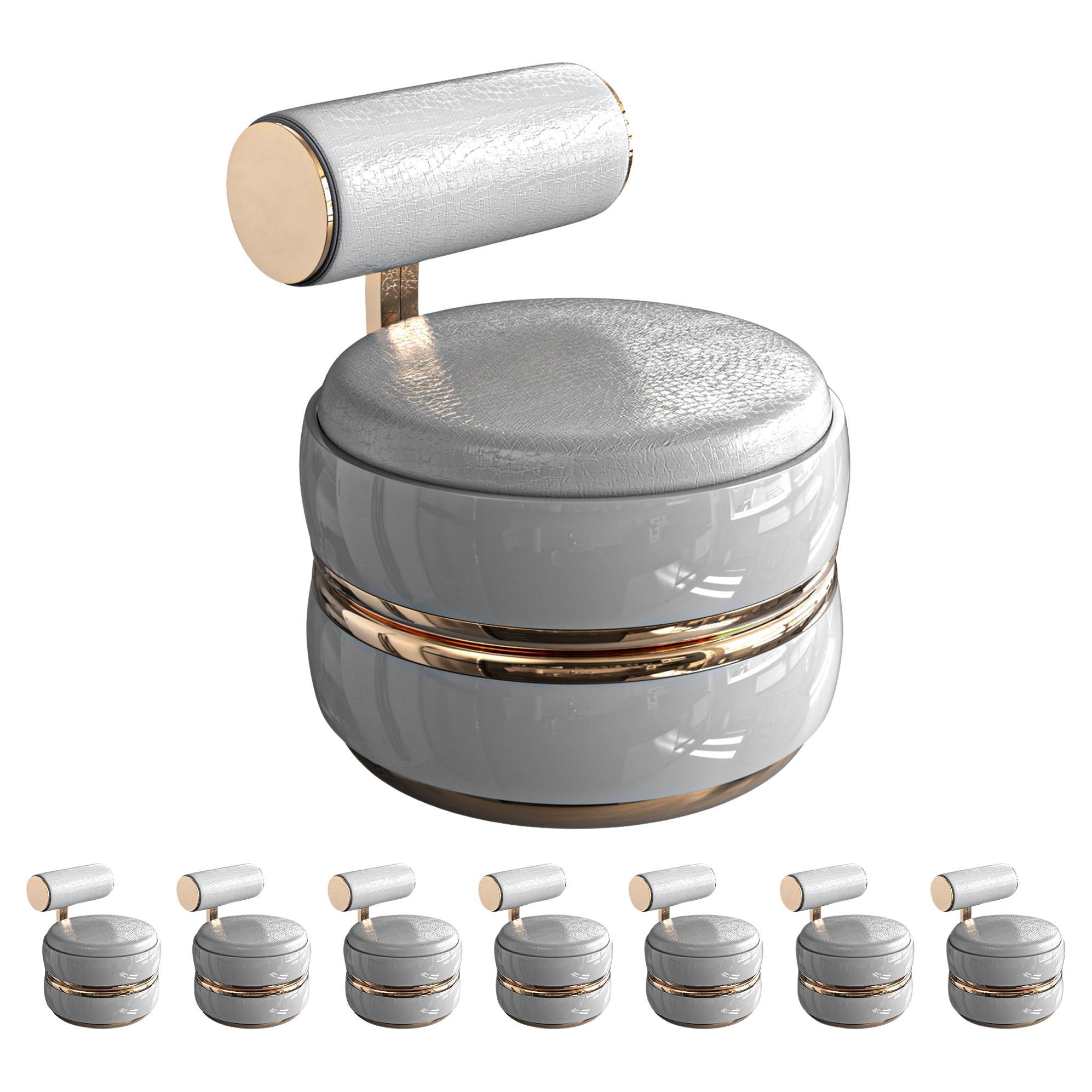 „Perla XLIX“ Stuhl, achtteilig, mit Bronze und maßgeschneidertem Leder, Istanbul