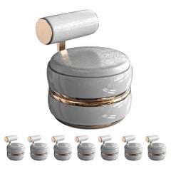 Sedia "Perla XLIX", set di otto, con bronzo e pelle su misura, Istanbul