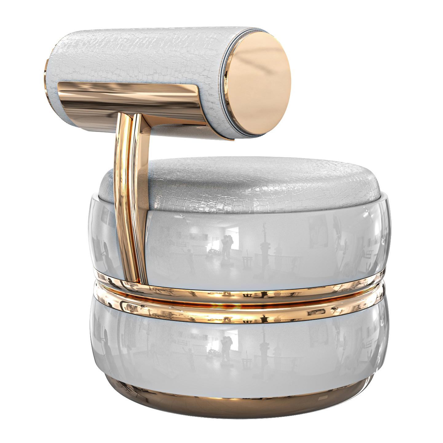 Stuhl „Perla XLIX“ mit Bronze und maßgeschneidertem Leder, Istanbul im Angebot 5