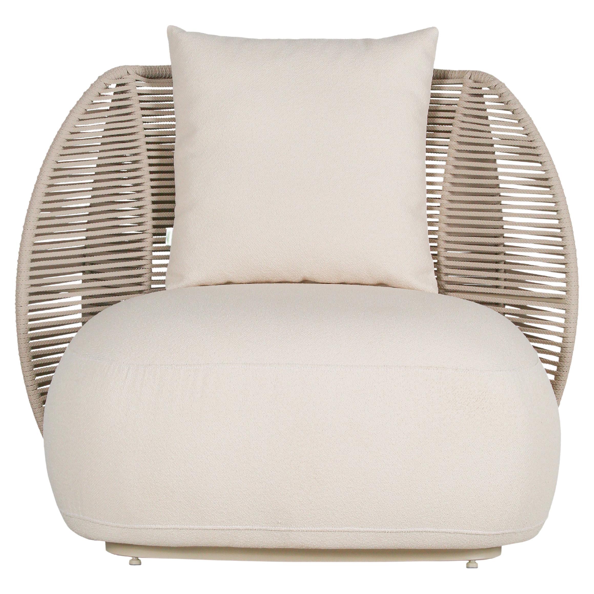 Poltrona curva "Perlage" in alluminio Bouclê e corda nautica