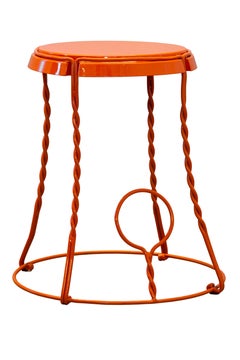 Perlage Italian Hand-Forged Iron Side Table Inspired by Champagne Wire Cage