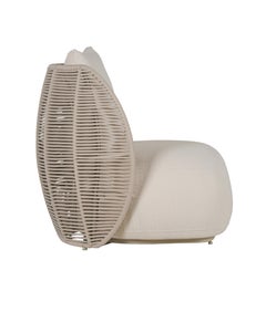 "Perlage" Curved Armchair Outdoor in Bouclê  Aluminum, and Nautical Rope