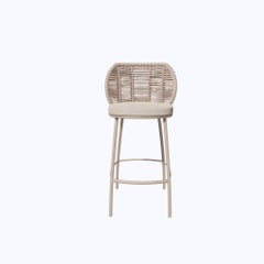 "Perlage" Outdoor Stool in Aluminum and Handmade Nautical Rope