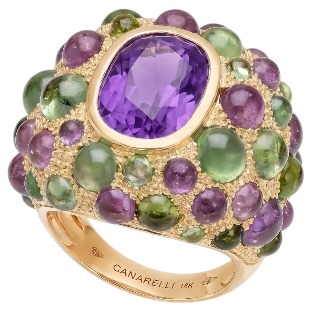 For Sale:  Perle de Pluie Amethyst Ring in 18k Gold & Gemstones by MARIANNE CANARELLI